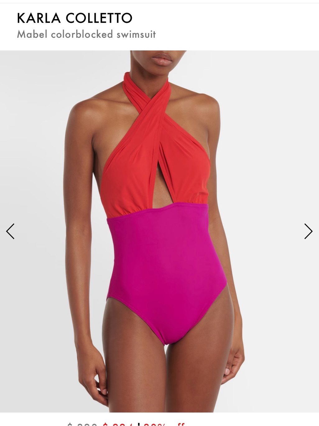 Karla Colletto Cross-Halter Colorblock One-Piece Swimsuit In Red And Fuchsia